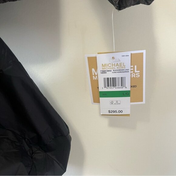 NWT Michael Kors Chevron Logo Print Quilted Nylon Reversible Jacket Size L - Picture 9 of 16